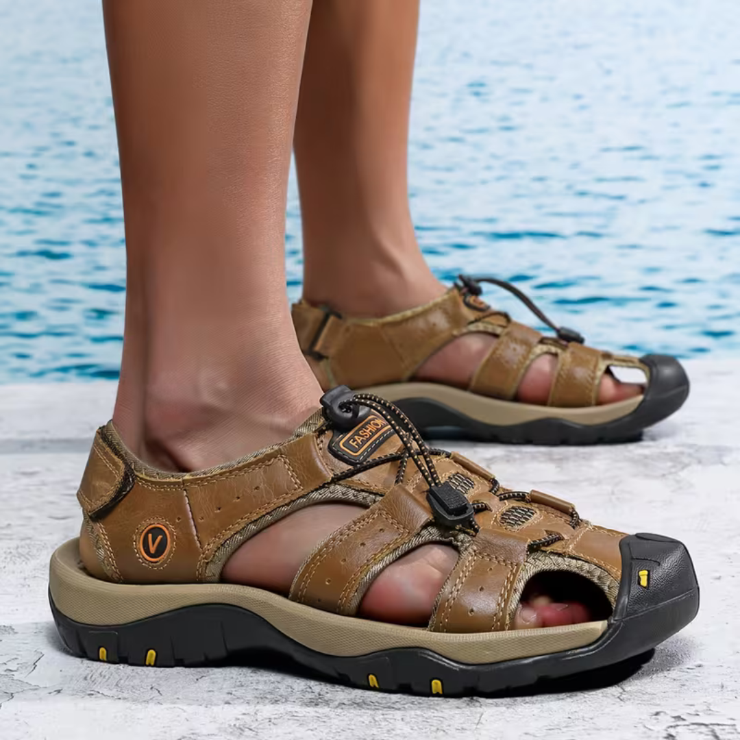 SANDALIA CAFÉ CON PUNTA PROTECTORA MASTER ⭐⭐⭐⭐⭐ 5/5